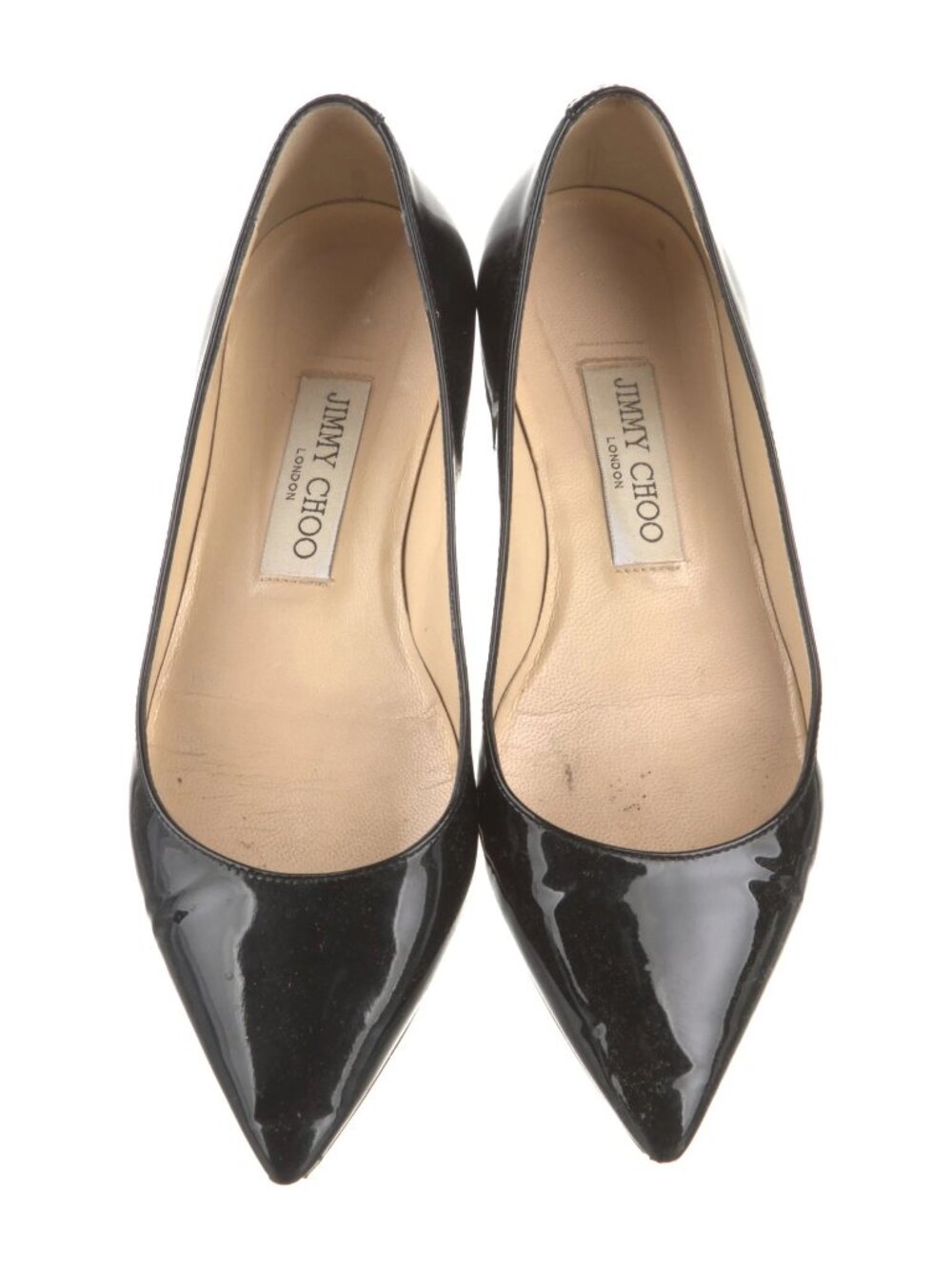 Jimmy Choo Black Patent Leather Pointed Flats